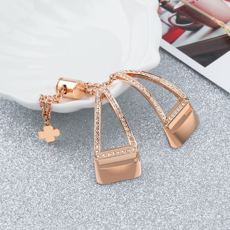 Triangle Diamond Adjustable Link Strap for Fitbit Charge5, Color: Rose Gold