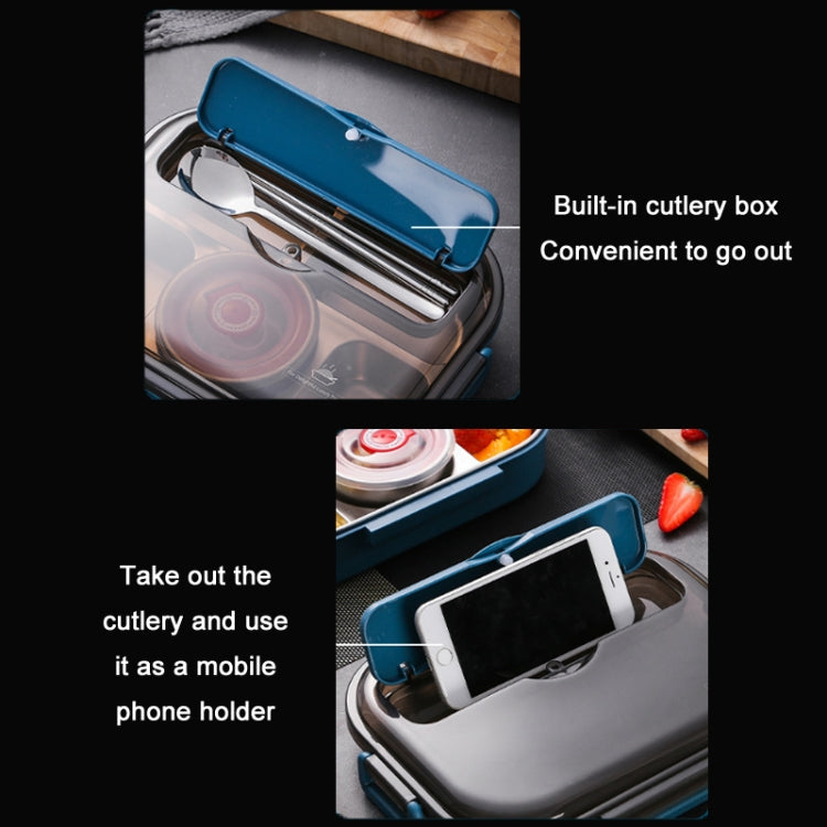 304 Stainless Steel Double-Layer Large-Capacity Portable Lunch Box, Color: Lemon Yellow