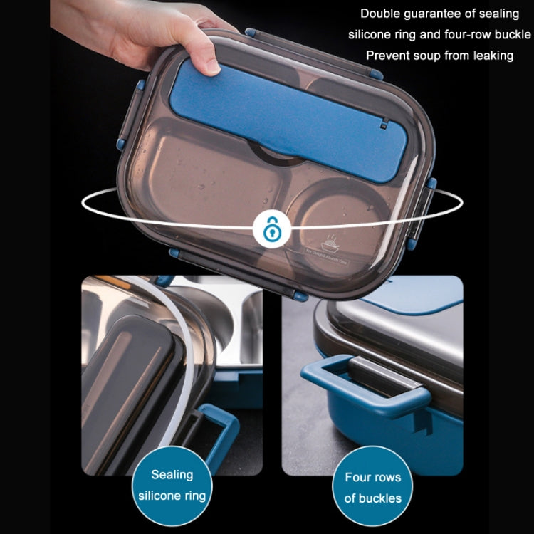 304 Stainless Steel Double-Layer Large-Capacity Portable Lunch Box, Color: Lemon Yellow