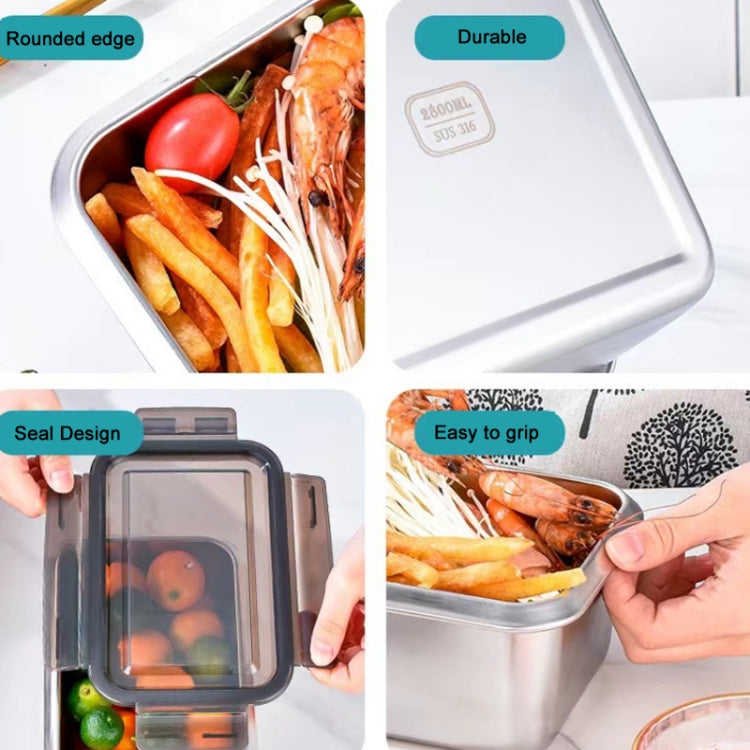 Refrigerator Refrigerated Storage Stainless Steel Airtight Crisper, Capacity: Square 3 PCS/Set