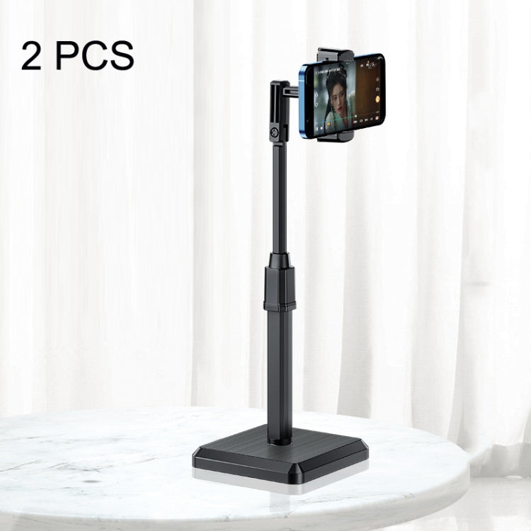2 PCS Desktop Mobile Phone Live Broadcast Bracket Online Class Telescopic Floor Stand