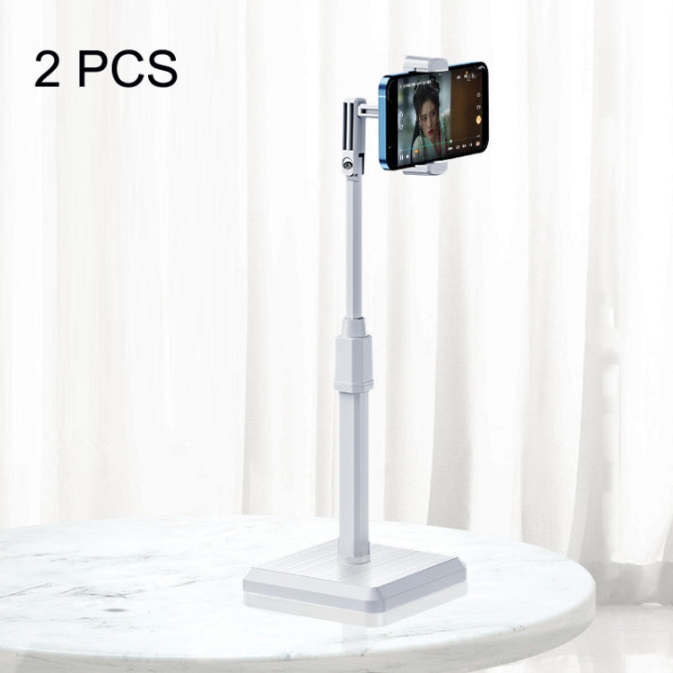 2 PCS Desktop Mobile Phone Live Broadcast Bracket Online Class Telescopic Floor Stand