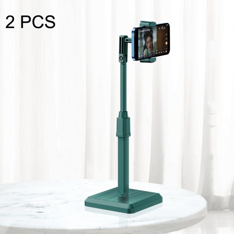 2 PCS Desktop Mobile Phone Live Broadcast Bracket Online Class Telescopic Floor Stand