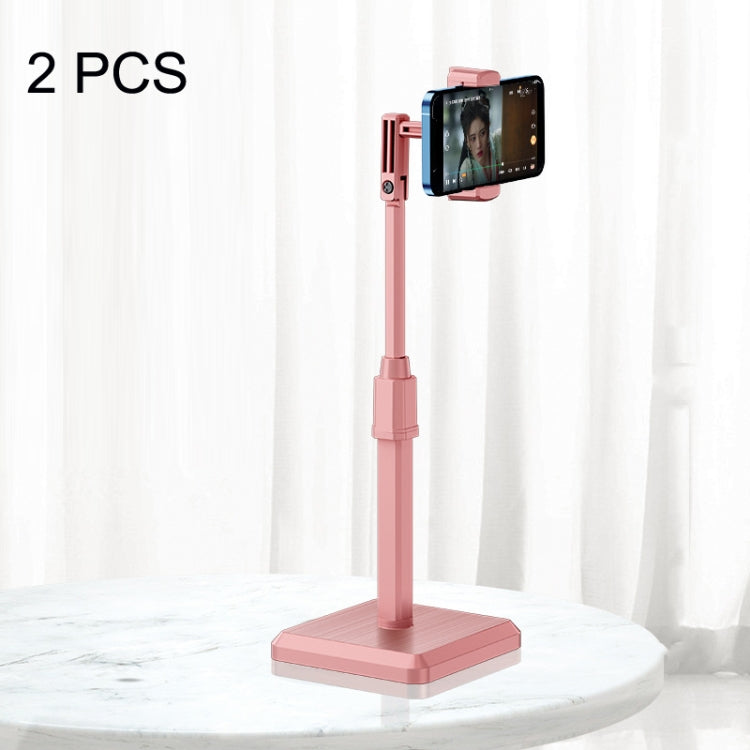2 PCS Desktop Mobile Phone Live Broadcast Bracket Online Class Telescopic Floor Stand