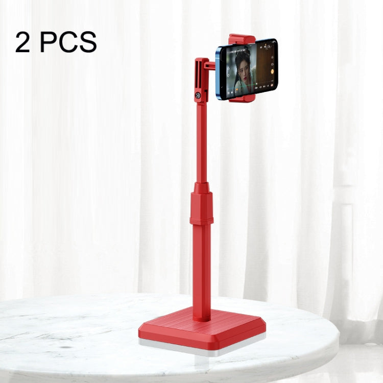 2 PCS Desktop Mobile Phone Live Broadcast Bracket Online Class Telescopic Floor Stand