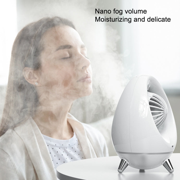 USB Quiet Double Spray Water Cold Fan Portable Desktop Fan(White+Silver)