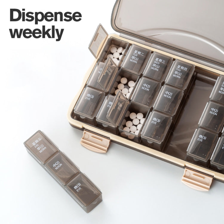 7 Days Portable Multi-Compartment Storage Medicine Box, Style:21 Grids, Color: Black
