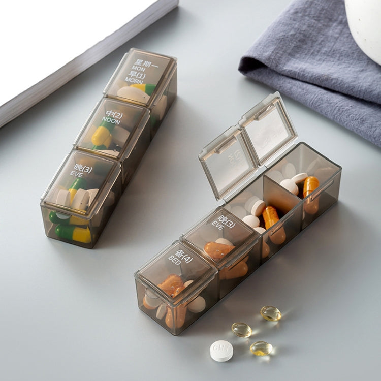 7 Days Portable Multi-Compartment Storage Medicine Box, Style:21 Grids, Color: Black