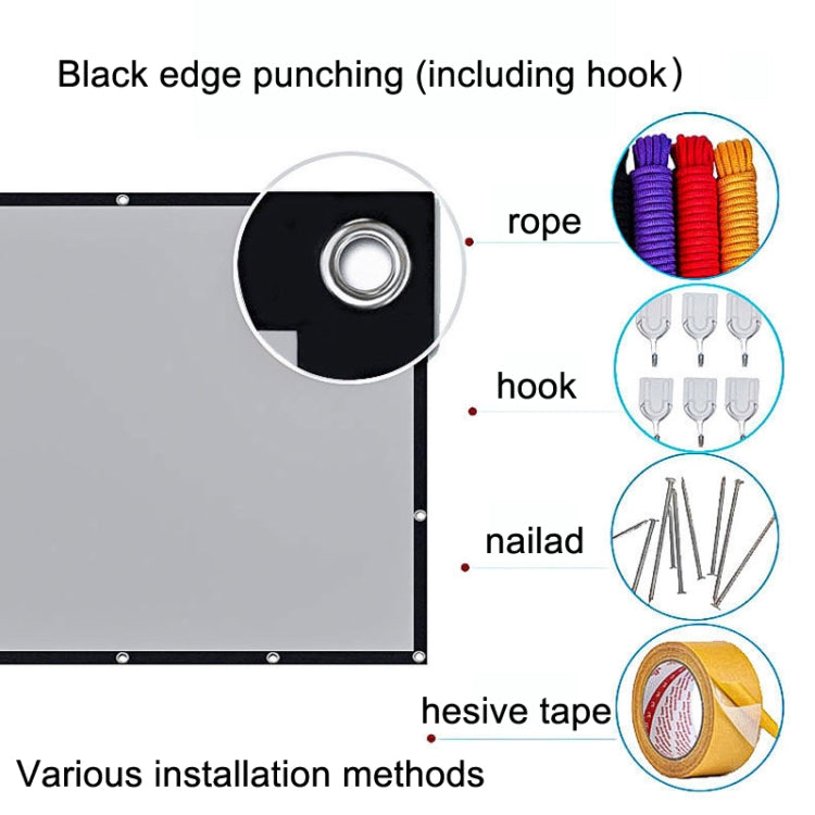 Folding Metal Anti-Light HD Projection Curtain, Size: 92 inch 16:9 199x112cm Punch Black Border