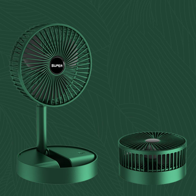 Portable Folding Fan  Retractable Floor Standing Fan,Style: Rechargeable (Green)