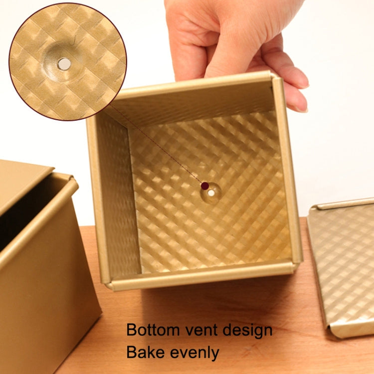 Square Toast Box Non-Stick Water Cube Toast Mold, Style: 8759 11.8x11x10.3cm No Ripple Gold