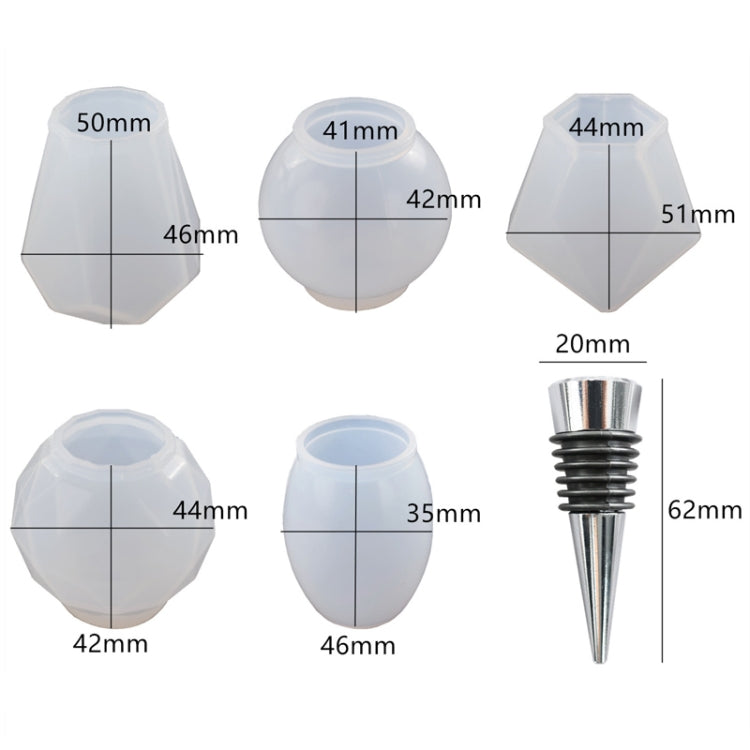 DIY Crystal Epoxy Resin Red Wine Stopper Silicone Mold,Style: Five Molds