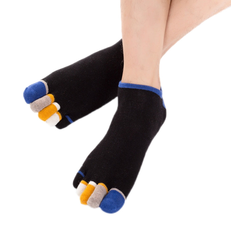 Men Low Top Color Sweat Absorbing Five Finger Cotton Socks, Free Size