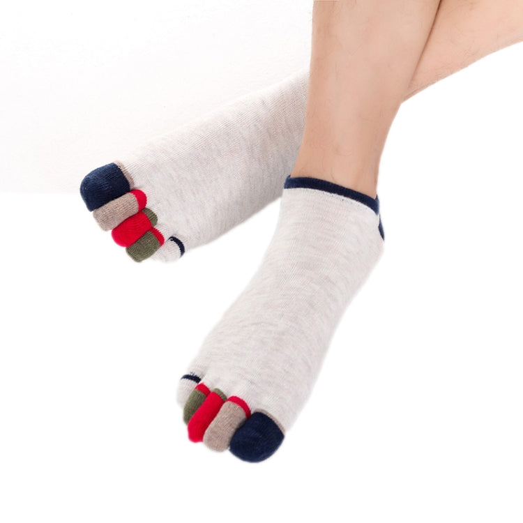 Men Low Top Color Sweat Absorbing Five Finger Cotton Socks, Free Size