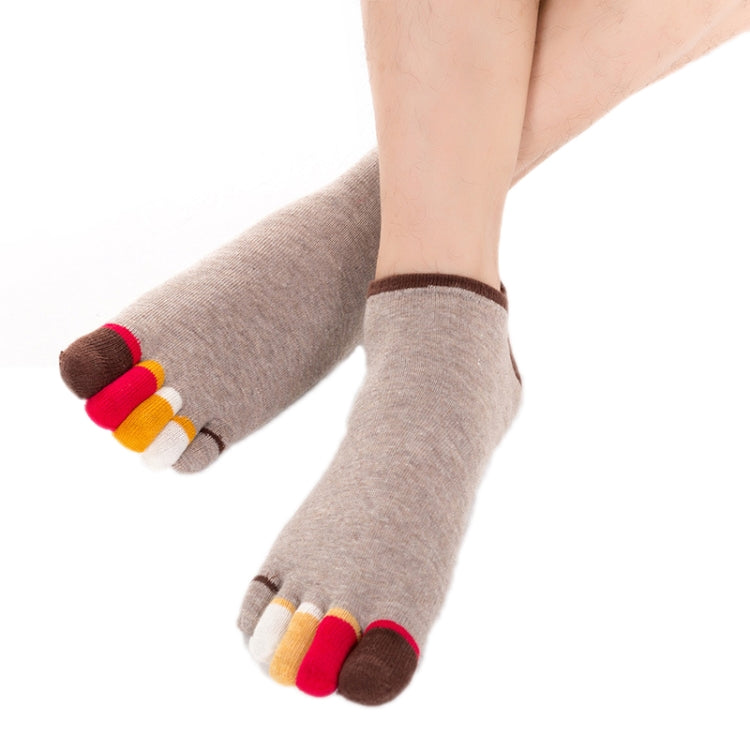 Men Low Top Color Sweat Absorbing Five Finger Cotton Socks, Free Size