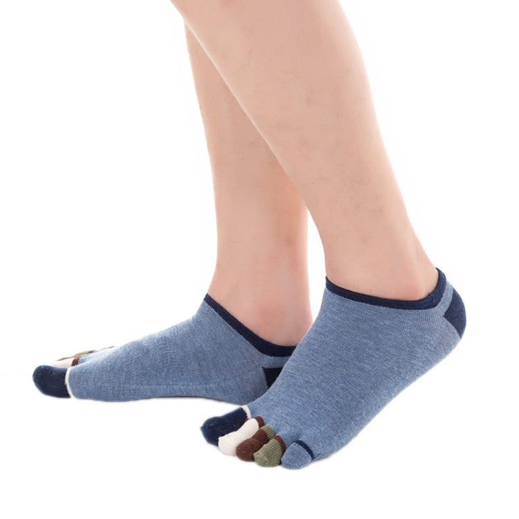 Men Low Top Color Sweat Absorbing Five Finger Cotton Socks, Free Size