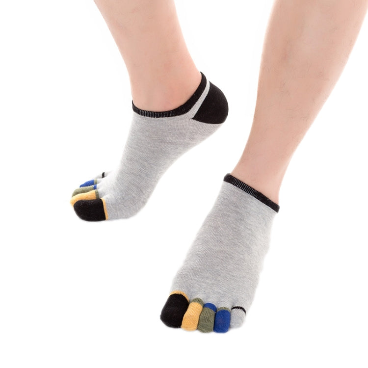 Men Low Top Color Sweat Absorbing Five Finger Cotton Socks, Free Size