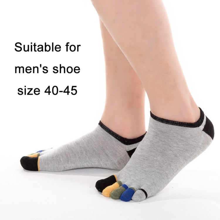 Men Low Top Color Sweat Absorbing Five Finger Cotton Socks, Free Size