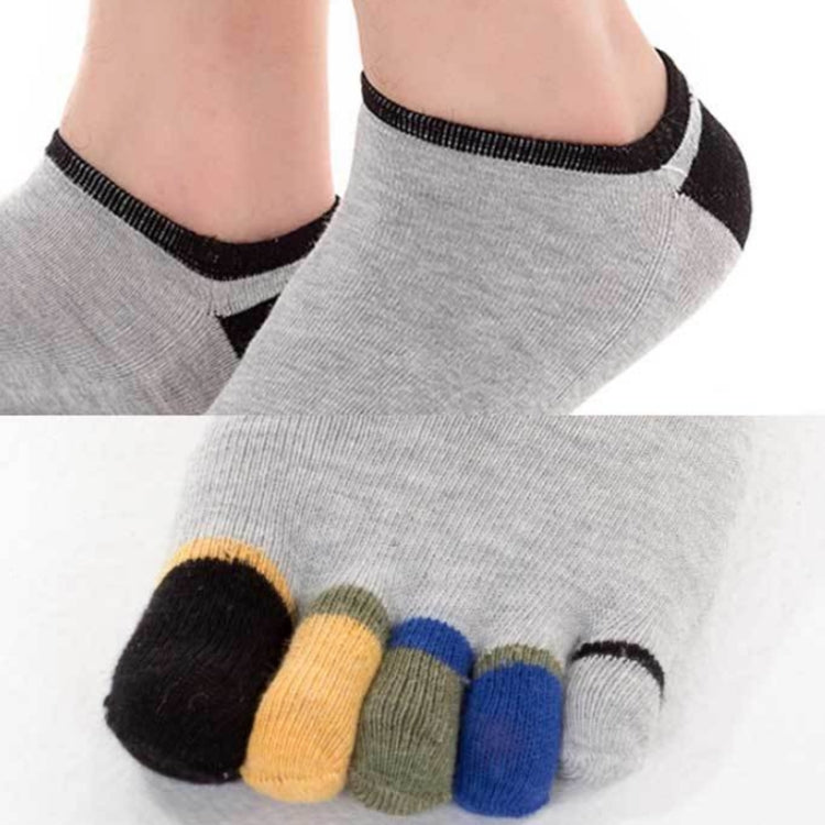 Men Low Top Color Sweat Absorbing Five Finger Cotton Socks, Free Size