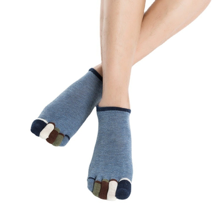 Men Low Top Color Sweat Absorbing Five Finger Cotton Socks, Free Size