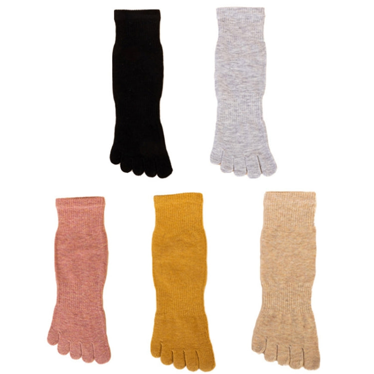 Mid Tube Sports Solid Color Five-finger Cotton Socks, Size: Free Size