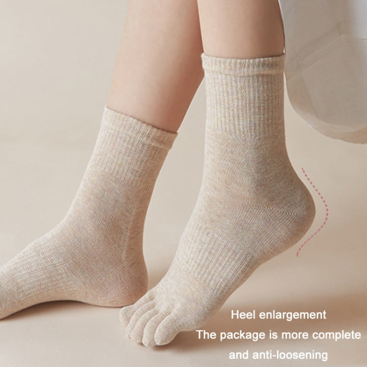 Mid Tube Sports Solid Color Five-finger Cotton Socks, Size: Free Size