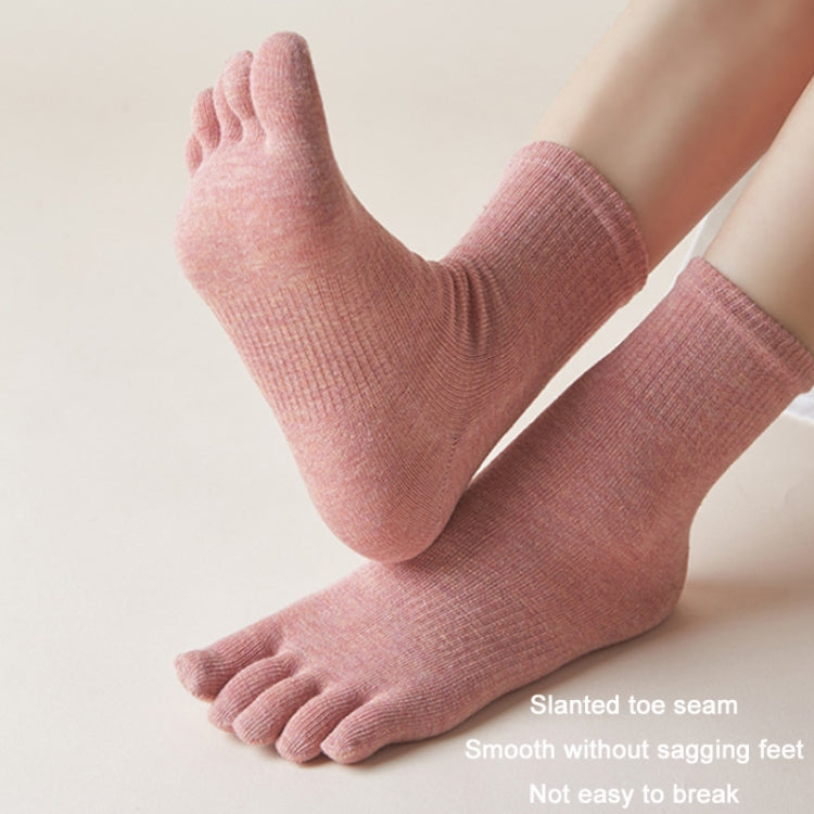 Mid Tube Sports Solid Color Five-finger Cotton Socks, Size: Free Size