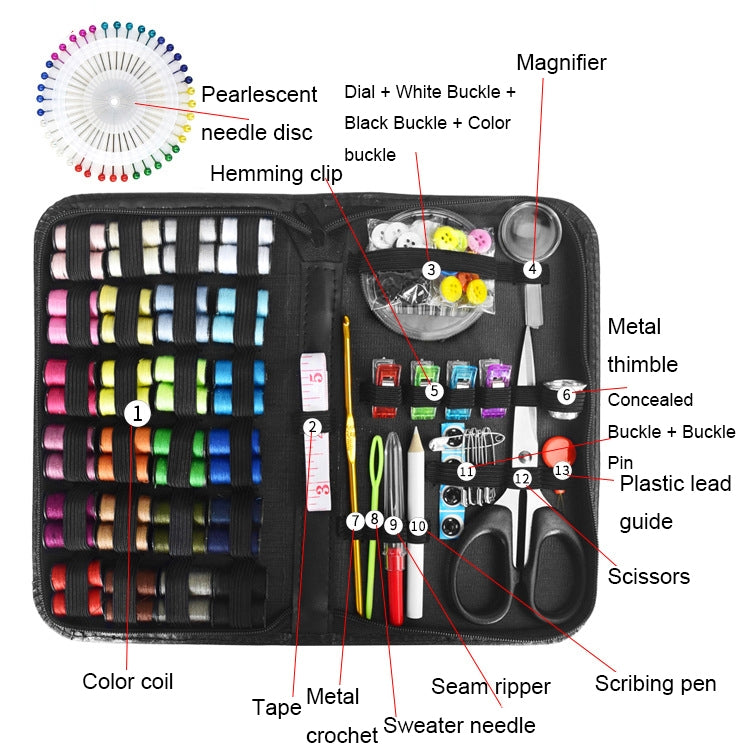 2 Sets 172 In 1 Multifunctional Needle and Thread Tool Set, Spec: Silver Needles