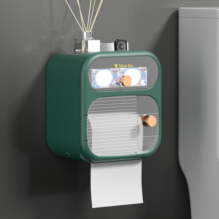 Bathroom Wall Mounted Waterproof Shelf Tissue Box, Color: Fashion Double Layer (Green)