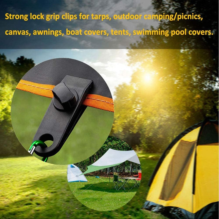 Windproof Canopy Fixed Tent Clip Rope Buckle Set 10 Clips+10 Black Ropes+10 Black Fast Hangings