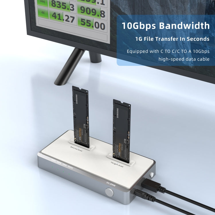 Usb 3.2 Gen2 Dual M.2 Solid State Drive Box Nvme Docking Station , EU Plug