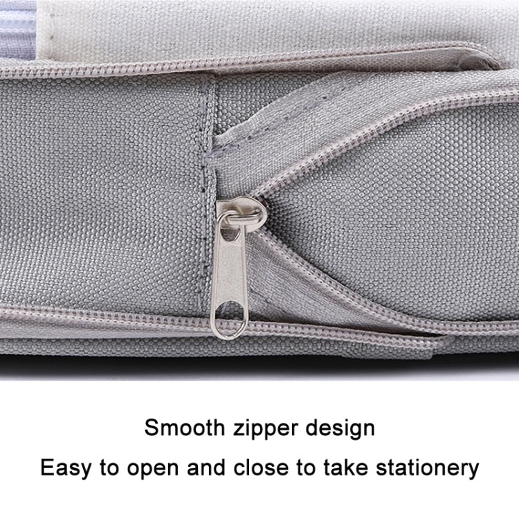 Color-blocked Plaid Retractable Double-layer Canvas Pencil Case(Blue)