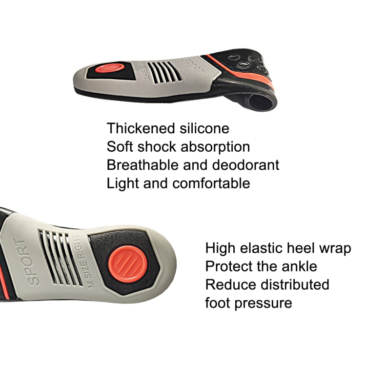 2 Pairs Sports And Casual Insoles TPE Shock Absorption Massage Arch Support Insoles, Size: M