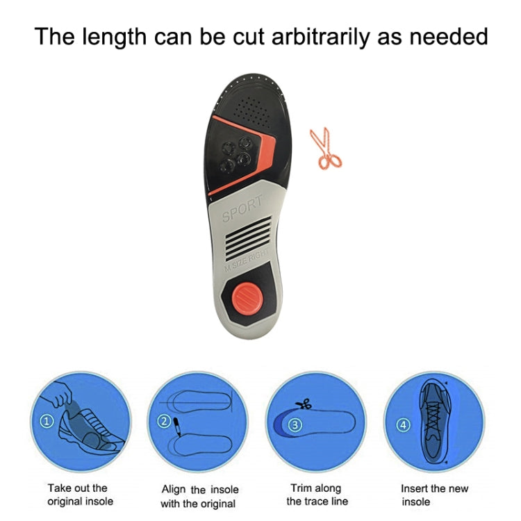 2 Pairs Sports And Casual Insoles TPE Shock Absorption Massage Arch Support Insoles, Size: M