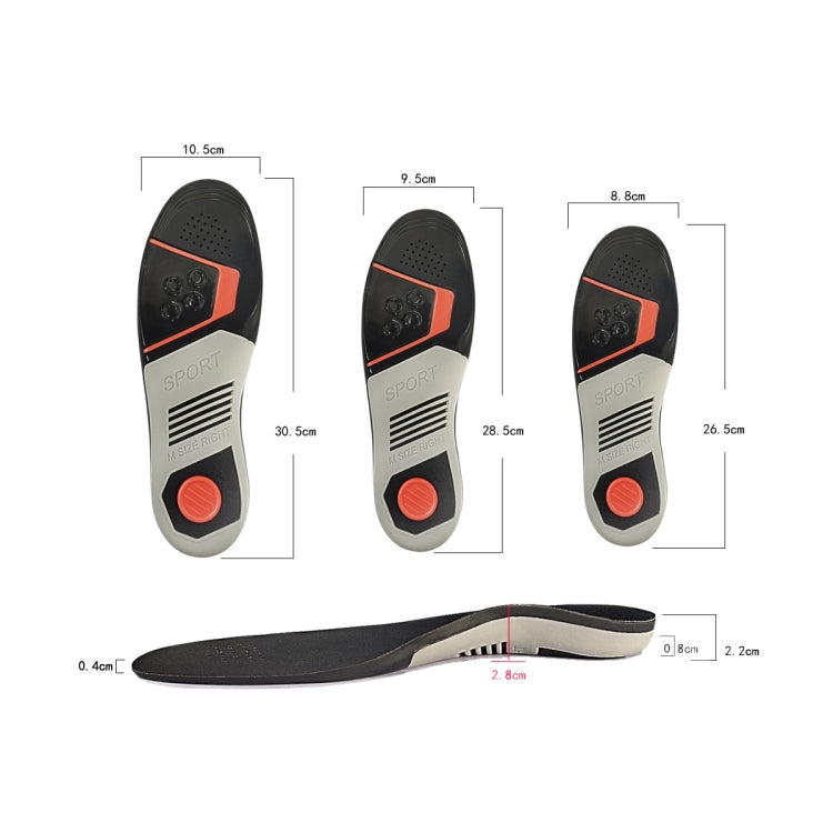 2 Pairs Sports And Casual Insoles TPE Shock Absorption Massage Arch Support Insoles, Size: L