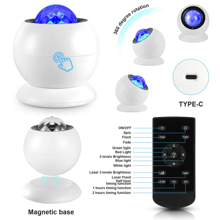 S600 Projection Instrument Water Pattern Wave Rotation LED Night Light(Colorful)