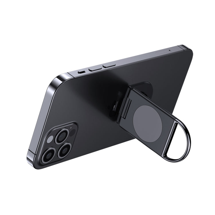 Foldable Lift Mobile Phone Tablet Desktop Bracket Ring Buckle Metal Bracket(Black)