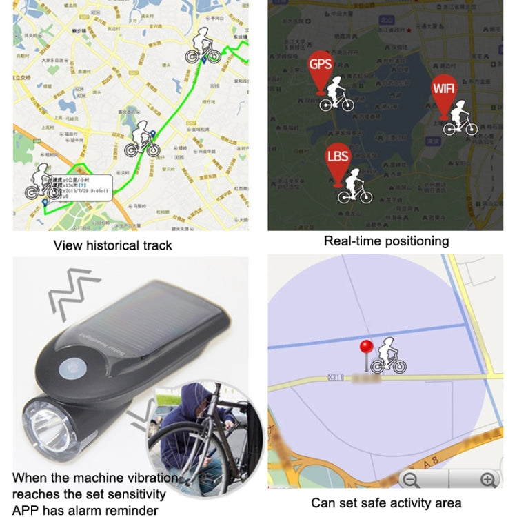 Bicycle Solar Headlight Positioning Device(Human Vibration Alarm)