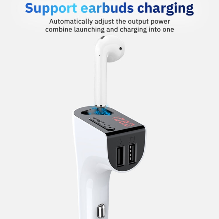 V14 Car Bluetooth Headset FM FD Wireless Launchers Dual USB Car Charging(White)
