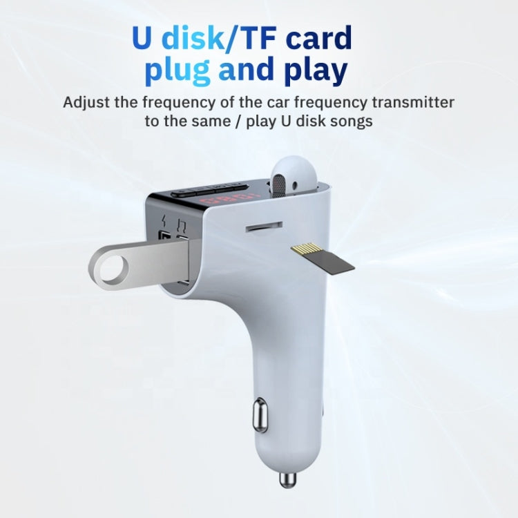 V14 Car Bluetooth Headset FM FD Wireless Launchers Dual USB Car Charging(White)