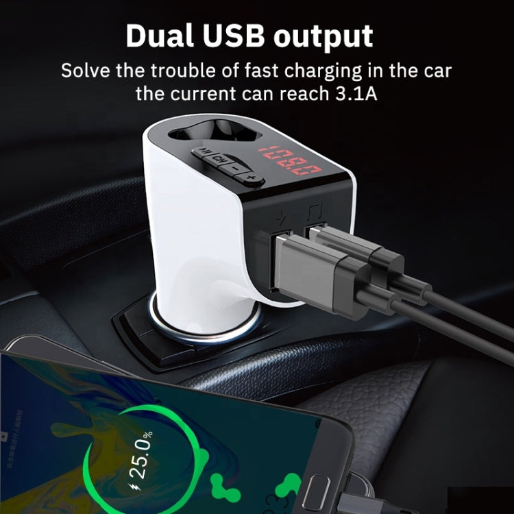 V14 Car Bluetooth Headset FM FD Wireless Launchers Dual USB Car Charging(White)