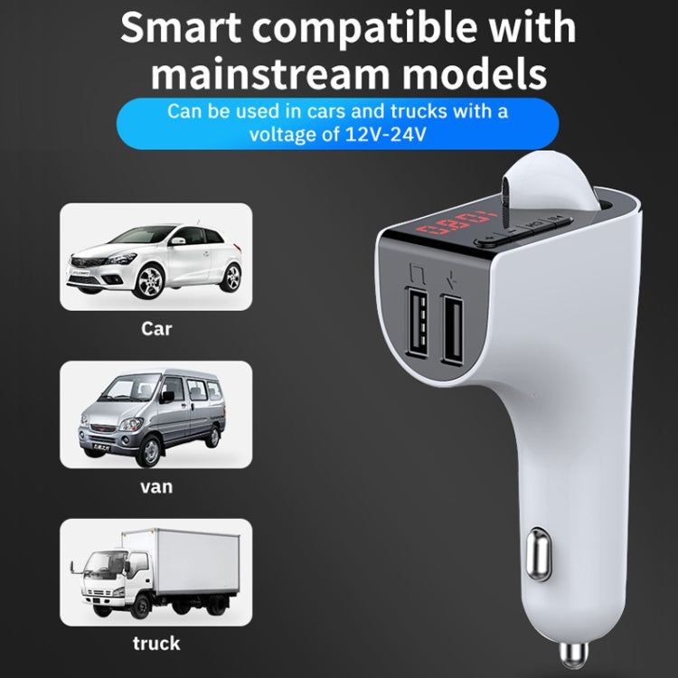V14 Car Bluetooth Headset FM FD Wireless Launchers Dual USB Car Charging(White)