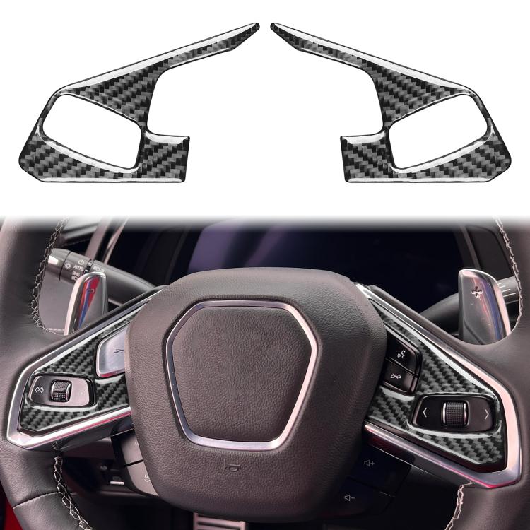 For Chevrolet Corvette C8 2pcs /Set Steering Wheel Button Frame Sticker - Black