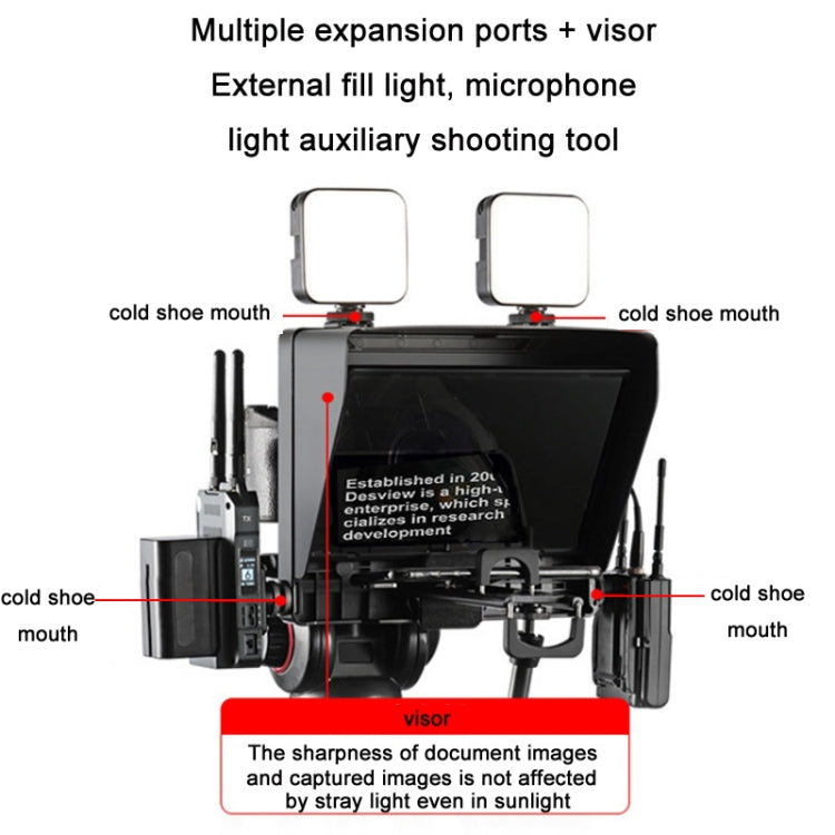 Portable Camera SLR Photography Large Screen Teleprompter(Black)