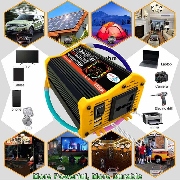 Saga 3 Generations Home Solar Generator Inverter+30A Controller+18W 12V Solar Panel, Specification: Yellow 12V To 110V
