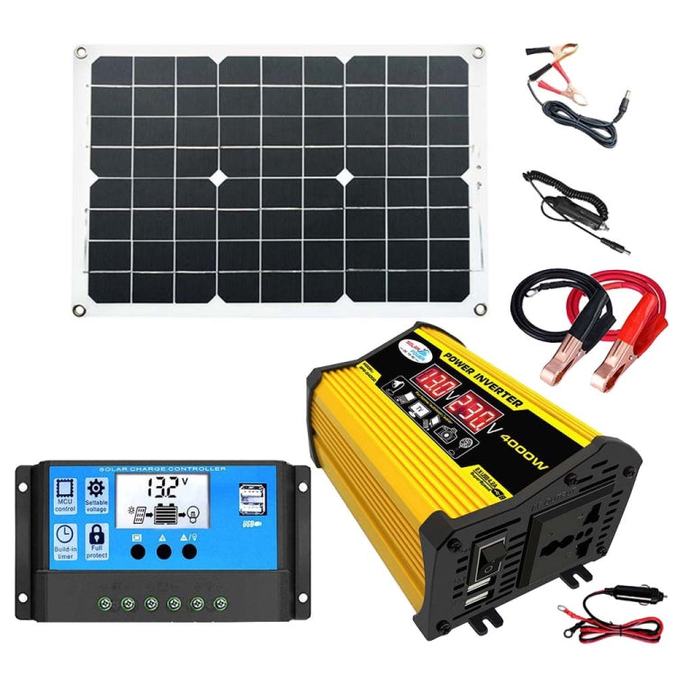 Saga Generation 2 Home Solar Generator Inverter+30A Controller+18W 12V Solar Panel, Specification: Yellow 12V To 110V