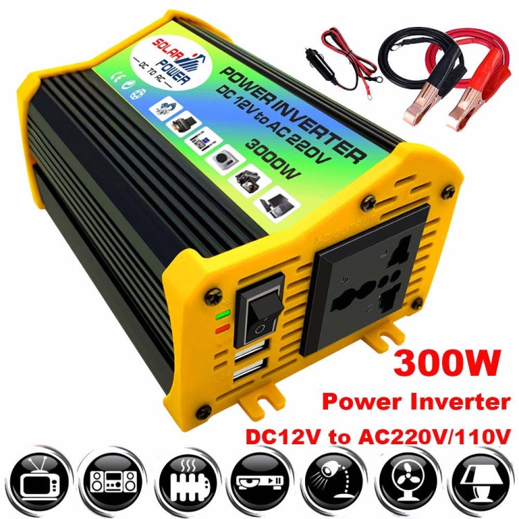 Saga Generation 1 Home Solar Generator Inverter+30A Controller+18W 12V Solar Panel, Specification: Black 12V To 220V