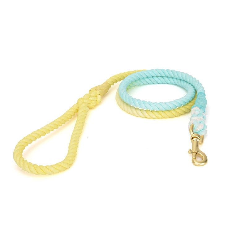 Gradient Dyed Woven Cotton Rope Pet Collar Neck Sleeve Leash