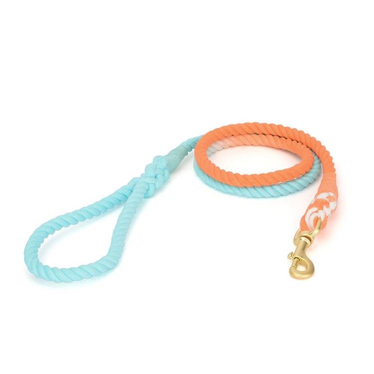 Gradient Dyed Woven Cotton Rope Pet Collar Neck Sleeve Leash