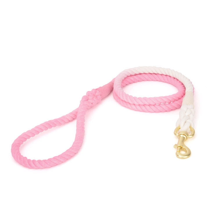 Gradient Dyed Woven Cotton Rope Pet Collar Neck Sleeve Leash
